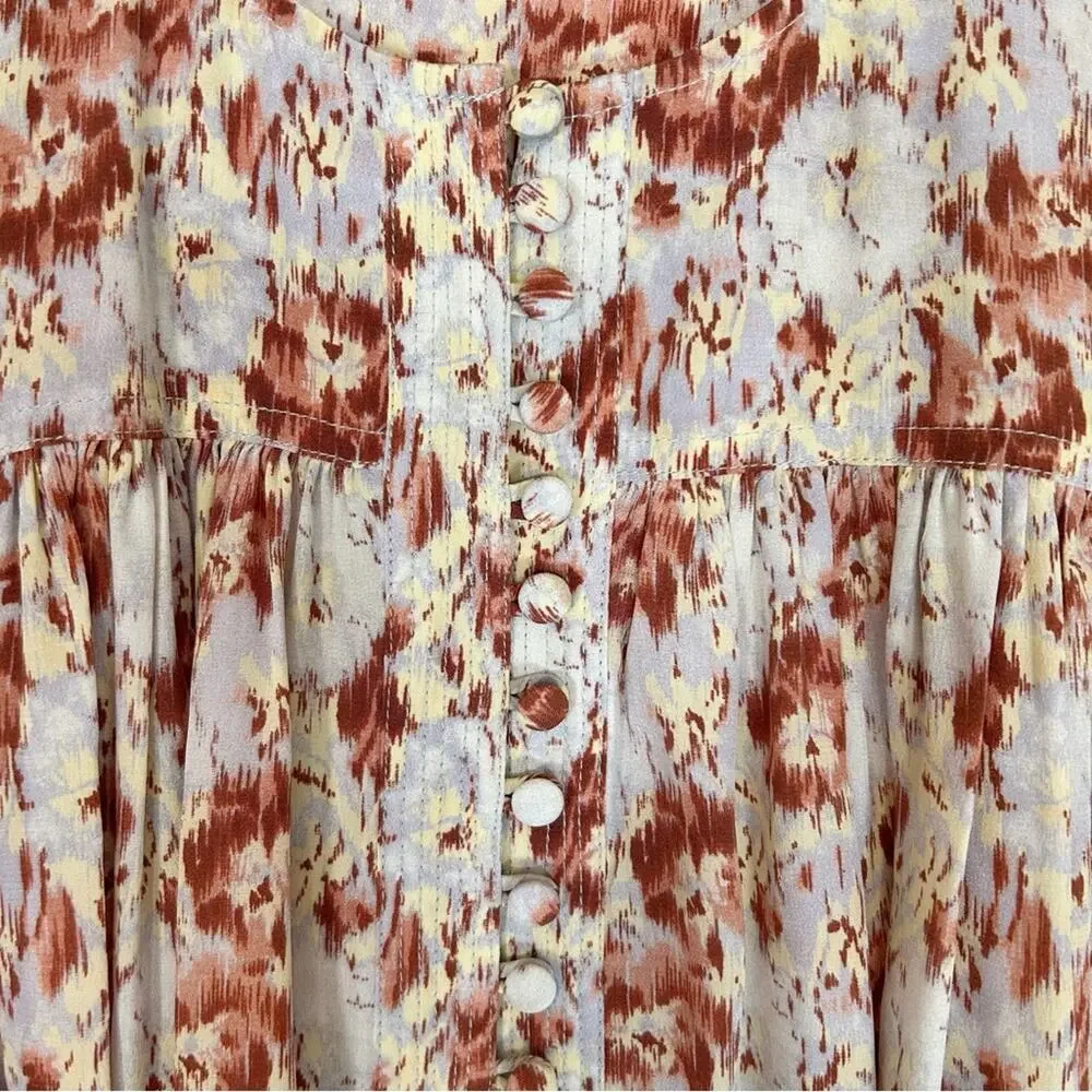 ULLA JOHNSON Floral Puff Sleeve Belted Silk Mini Elaine Dress